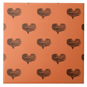 Love Valentine's Day Black Heart Sketch Tile