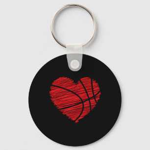 Love Valentines Day Bysketbyll Art Scribble Heart Key Ring