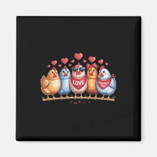 Love Valentine's Day Chicken Flock Cute Outfit For Magnet