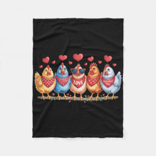 Love Valentine's Day Chickens Poultry Lovers Roman Fleece Blanket