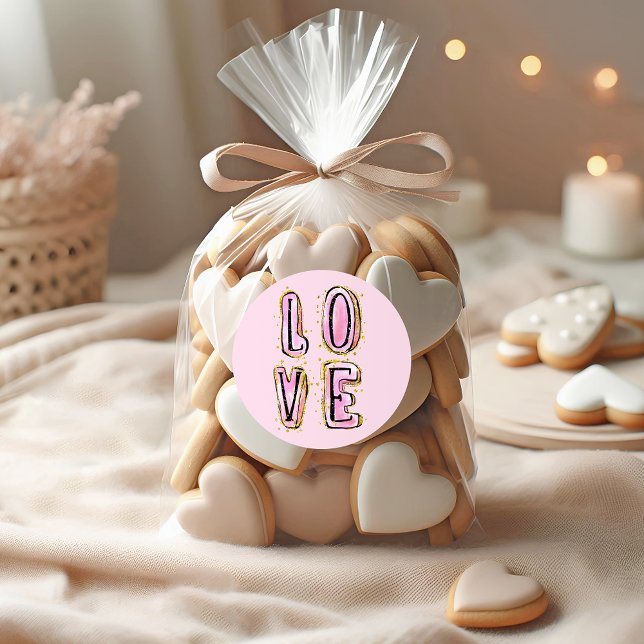 LOVE Valentine's Day Classic Round Sticker (Creator Uploaded)