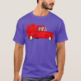 Love Valentines Day Cute Beagle Red Truck T-Shirt