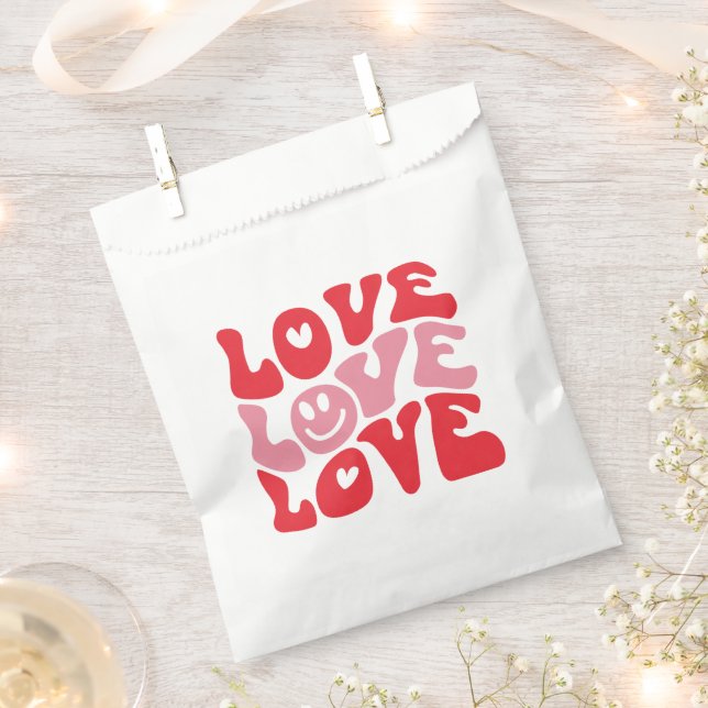 Love Valentine's Day Groovy Funny Holiday  Favour Bags (Clipped)