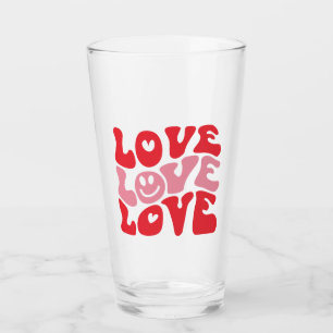 Love Valentine's Day Groovy Funny Holiday Glass
