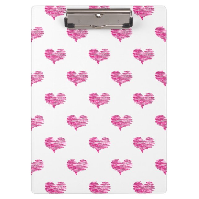 Love Valentine's Day Hot Pink Heart Sketch Clipboard (Front)