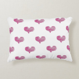 Love Valentine's Day Hot Pink Heart Sketch Decorative Cushion
