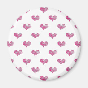 Love Valentine's Day Hot Pink Heart Sketch Magnet