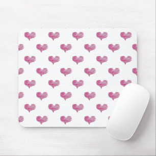 Love Valentine's Day Hot Pink Heart Sketch Mouse Mat