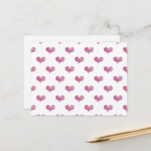 Love Valentine's Day Hot Pink Heart Sketch Postcard