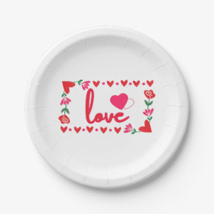 Love Valentine's Day Paper Plates