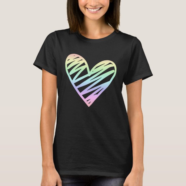 Love Valentine's Day Pastel Rainbow  1 T-Shirt (Front)