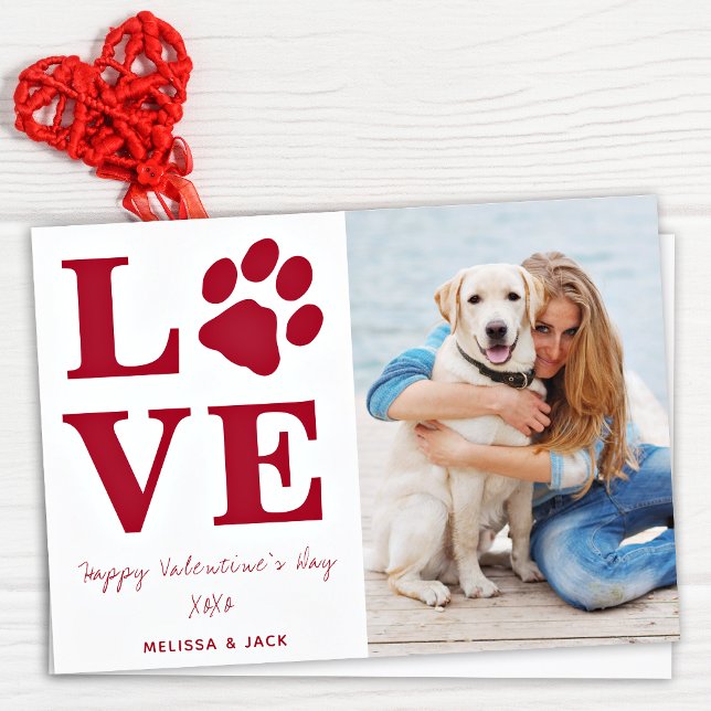 Love Valentines Day Pet Dog Photo Holiday Card (Creator Uploaded)