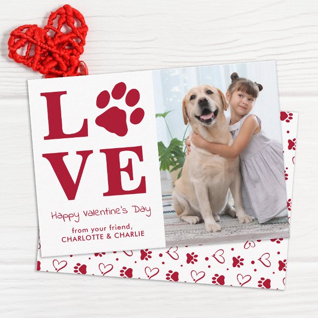 LOVE Valentines Day Pet Dog Photo Kids Classroom  Card (Creator Uploaded)