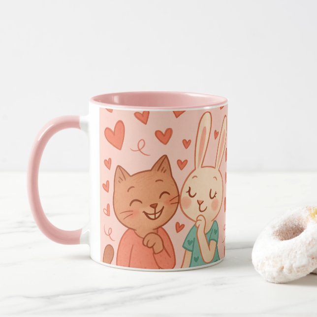 Love Valentine's Day Pink Cute Mug (With Donut)