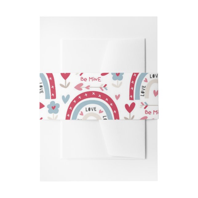 Love Valentines Day Rainbow   Invitation Belly Band (Front Example)