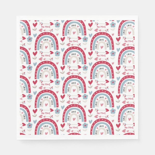 Love Valentines Day Rainbow  Napkin (Front)