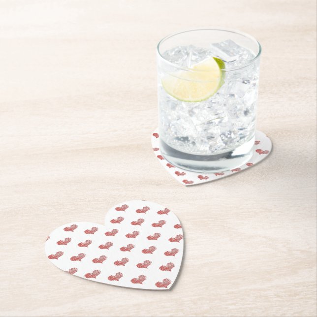 Love Valentine's Day Red Heart Sketch Paper Coaster (Insitu)
