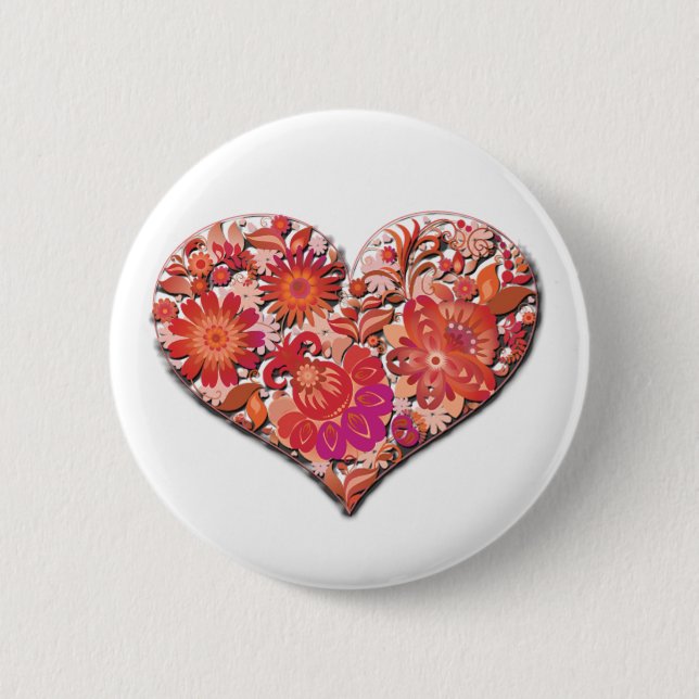Love Valentine's Day Red Heart Vector Valentine 6 Cm Round Badge (Front)