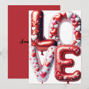 Love Valentines Day Red Hearts Customisable  Holiday Card