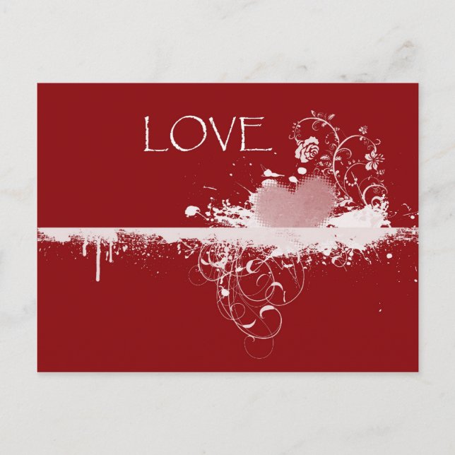 LOVE Valentine's Day Red White Heart Gifts Holiday Postcard (Front)