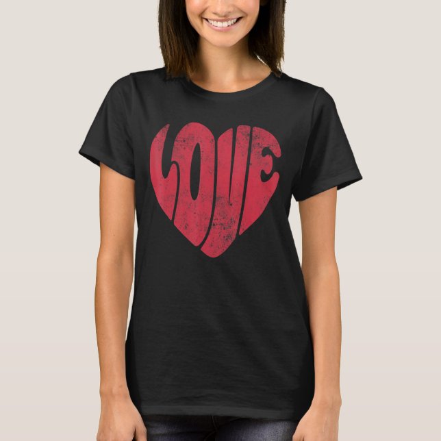 LOVE Valentine's Day Retro Groovy Love Valentine H T-Shirt (Front)