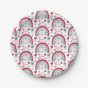 Love Valentines Day Round  Rainbow    Paper Plate