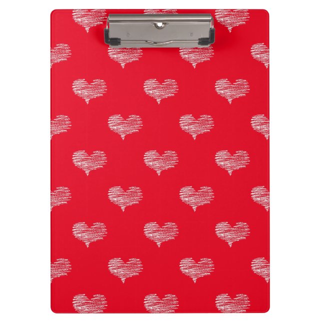 Love Valentine's Day White Heart Sketch Clipboard (Front)