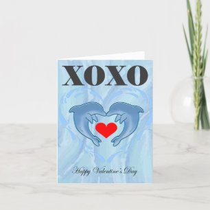 Love Valentines Day xoxo dolphin Holiday Card