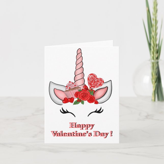 Love Valentine's Unicorn  Thank You Card (Front)