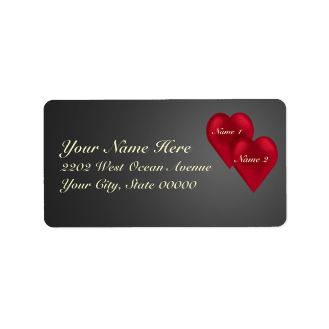 Love Velvet Hearts Address Label (Front)