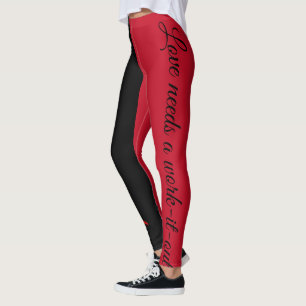 Love verb work-out quote black red leggings