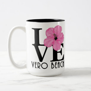 LOVE Vero Beach Pink Hibiscus 15oz Two-Tone Coffee Mug