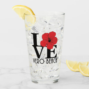 LOVE Vero Beach Red Hibiscus Glass