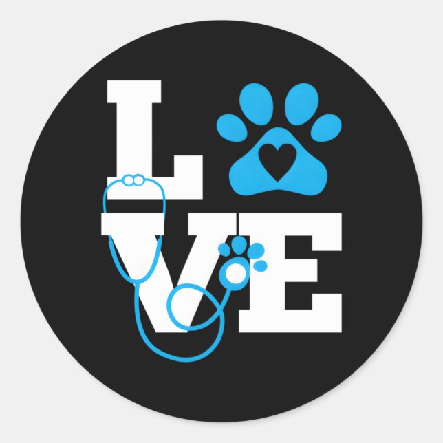 Love Veterinary Medicine Vet Tech Week Teacher Pri Classic Round Sticker (Front)