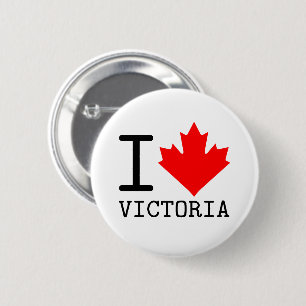 Love Victoria, British Columbia Canada Maple Leaf 6 Cm Round Badge