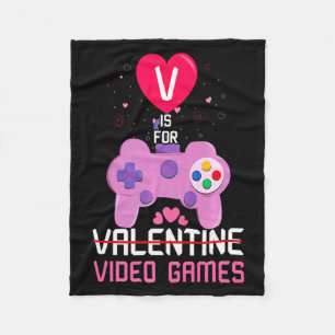 Love Video Game Gamer Gaming Hearts Day Happy Vale Fleece Blanket