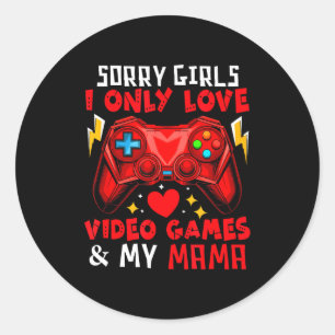 Love Video Games And My Mama Funny Joke Girls Vale Classic Round Sticker