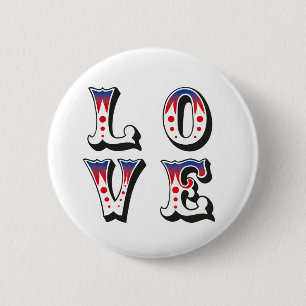 Love - Vintage Circus Carnival Style 6 Cm Round Badge