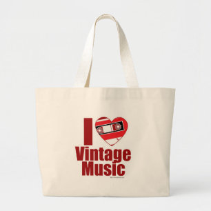 Love Vintage Music Cool Fun Song Slogan Art Large Tote Bag