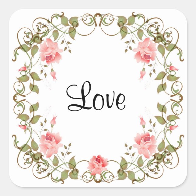 Love Vintage Rose Floral Stickers (Front)