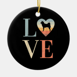 Love Vintage Siberian Husky Gift Valentines gift Ceramic Tree Decoration