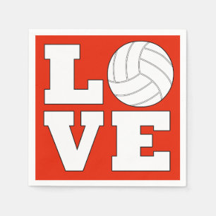 LOVE Volleyball Custom Colour Party Napkins