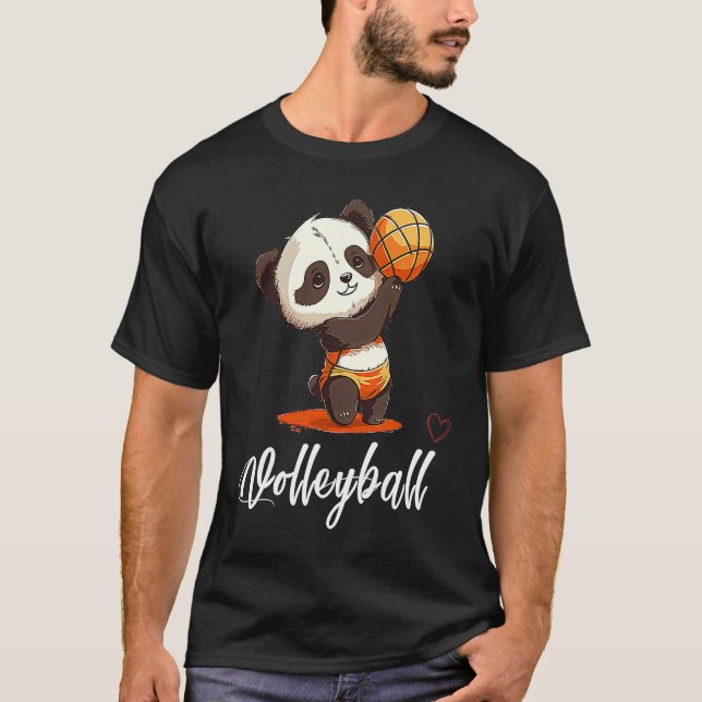 Love Volleyball  Cute Volleyball Baby Panda T-Shirt (Front)