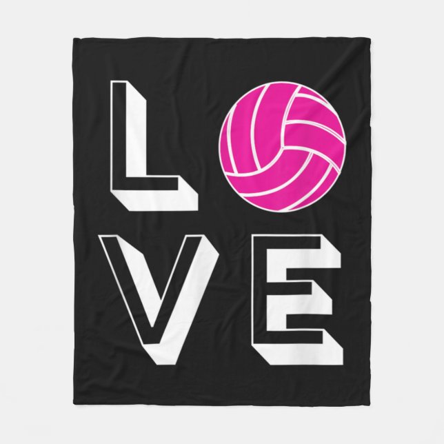 Love Volleyball Girls Birthday Gift Graphic  Fleece Blanket (Front)