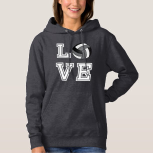Love Volleyball  - Grey, White and Black Hoodie