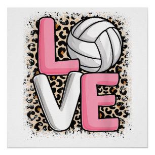 Love Volleyball Leopard Print Women Girls Volleyba