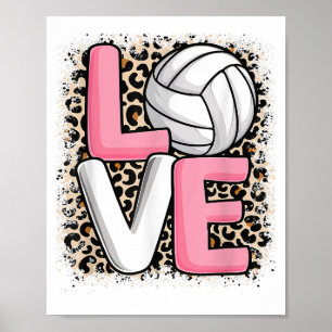 Love Volleyball Leopard Print Women Girls Volleyba