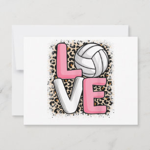 Love Volleyball Leopard Print Women Girls Volleyba Holiday Card