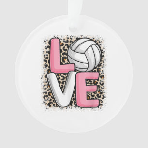 Love Volleyball Leopard Print Women Girls Volleyba Ornament