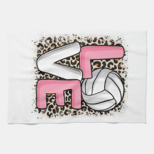 Love Volleyball Leopard Print Women Girls Volleyba Tea Towel